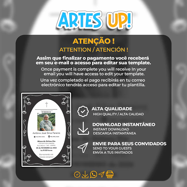 Invitación a la Misa del Séptimo Día con foto 2