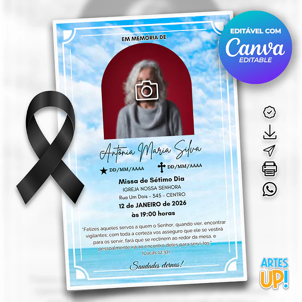 Invitación a la Misa del Séptimo Día con foto 1