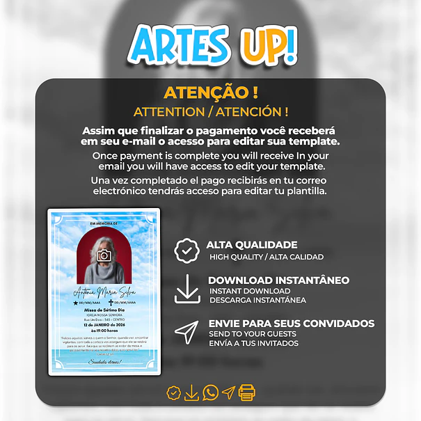 Invitación a la Misa del Séptimo Día con foto 2