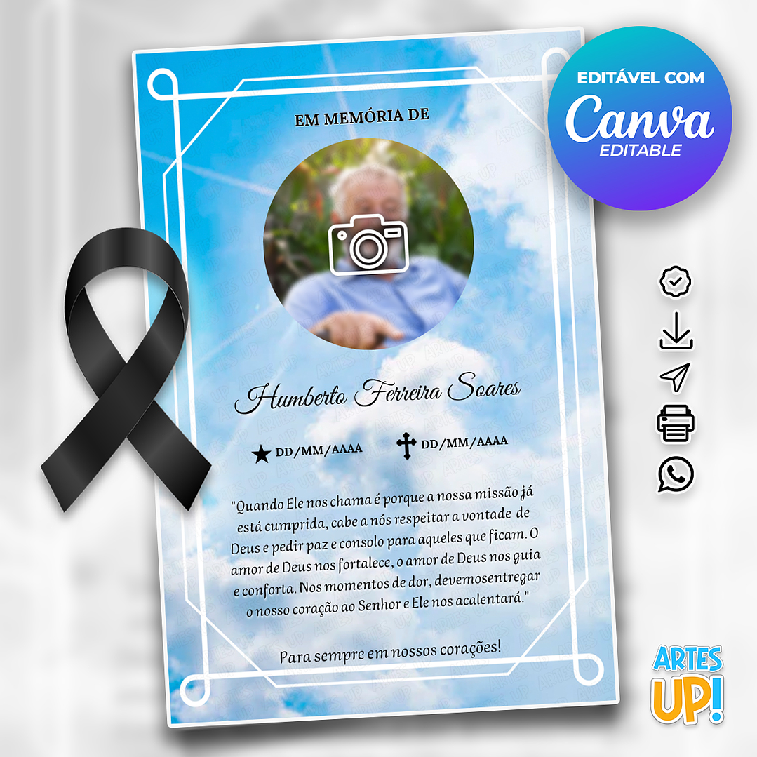 Santinho Falecimento Missa de Sétimo Dia com foto 1