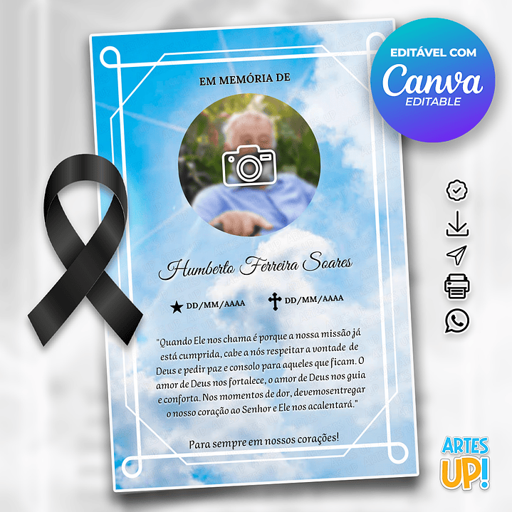 Santinho Falecimento Missa de Sétimo Dia com foto 1