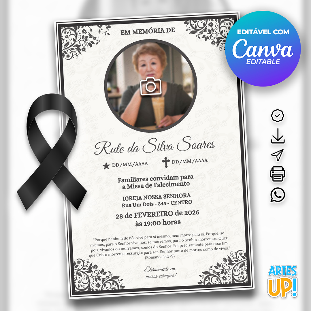 Convite Missa de Sétimo Dia com foto 1