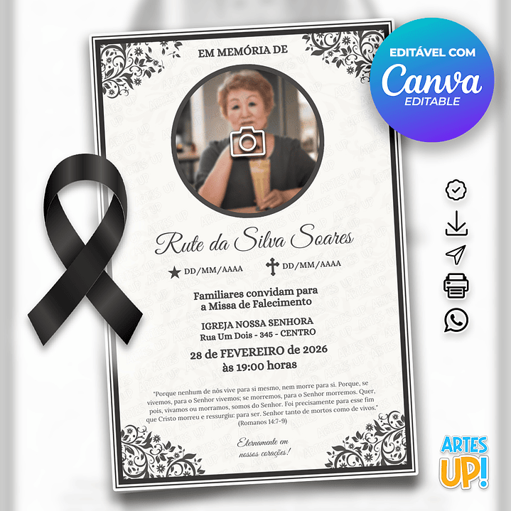 Convite Missa de Sétimo Dia com foto 1