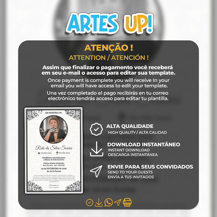 Convite Missa de Sétimo Dia com foto 2