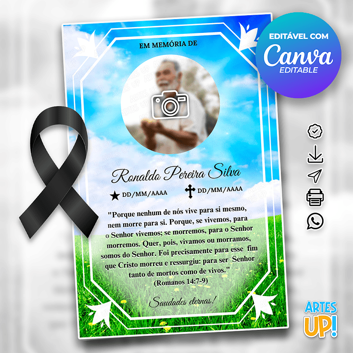 Santinho Falecimento Missa de Sétimo Dia com foto 1