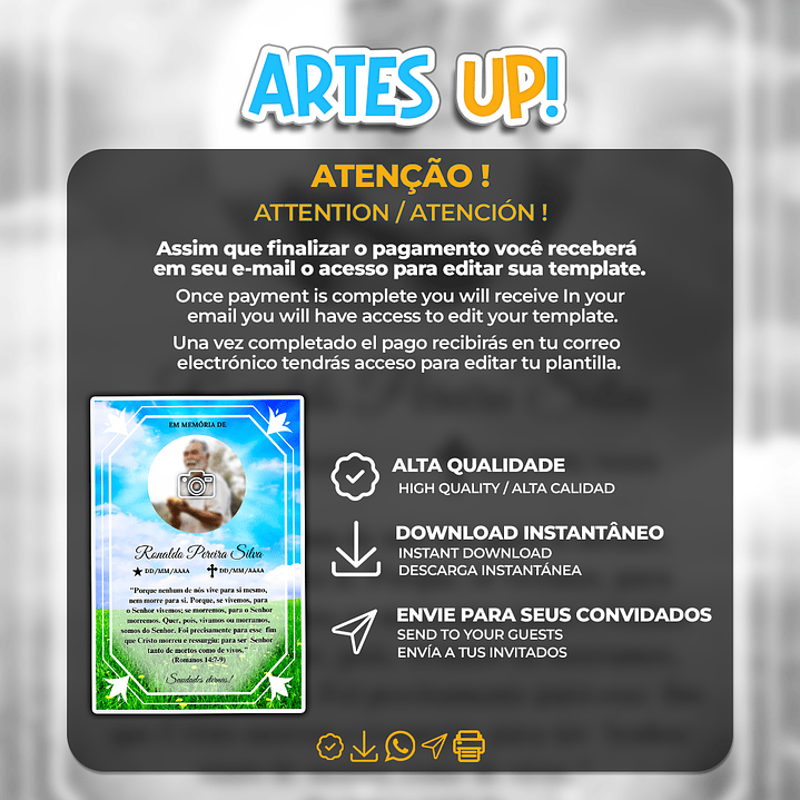 Santinho Falecimento Missa de Sétimo Dia com foto 2