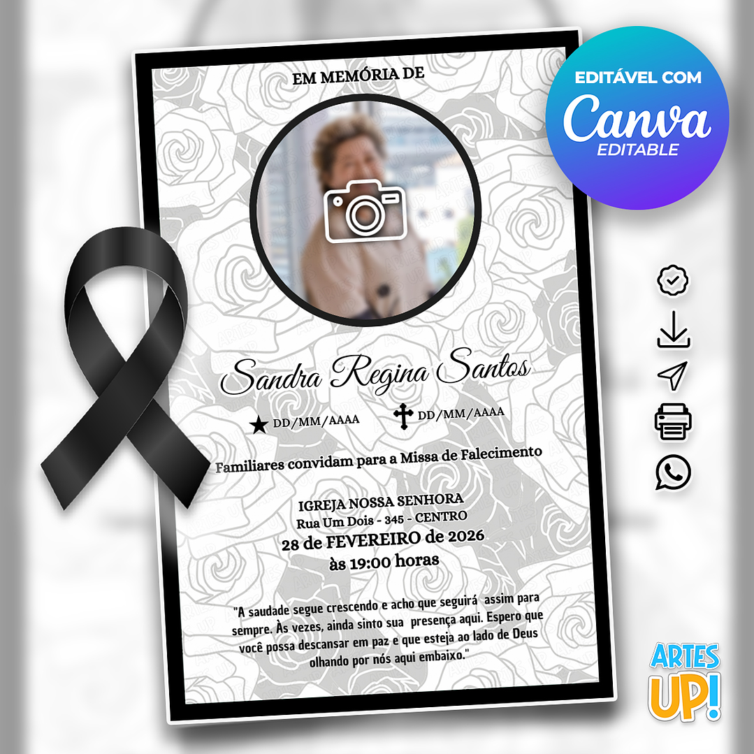 Convite Missa de Sétimo Dia com foto 1