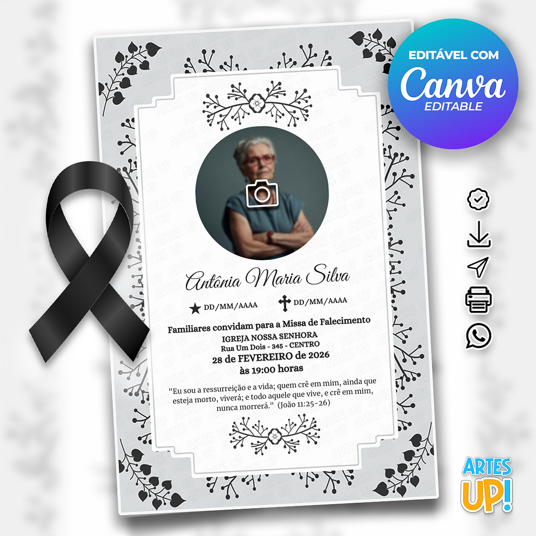 Convite Missa de Sétimo Dia com foto 1