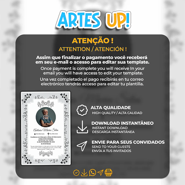 Convite Missa de Sétimo Dia com foto 2