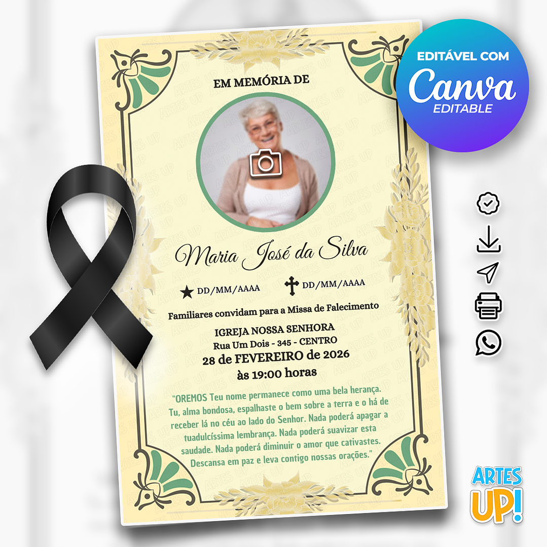 Convite Missa de Sétimo Dia com foto 1