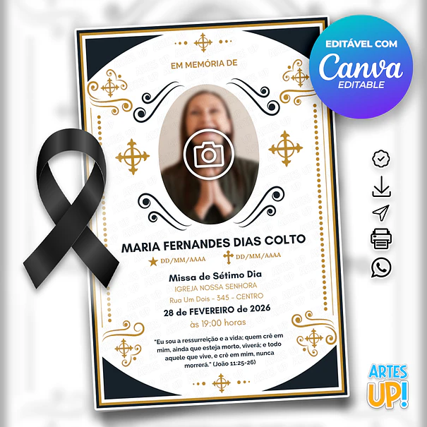 Convite Missa de Sétimo Dia com foto 1