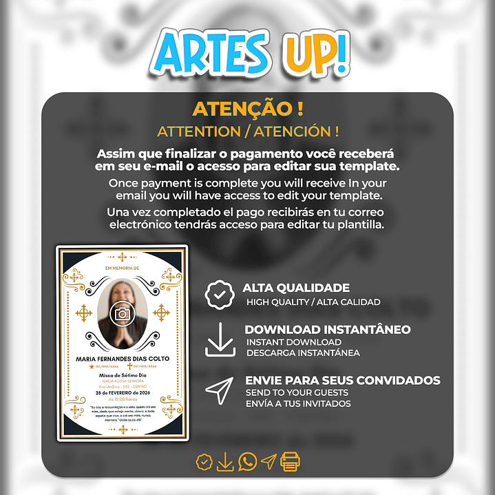 Convite Missa de Sétimo Dia com foto 2
