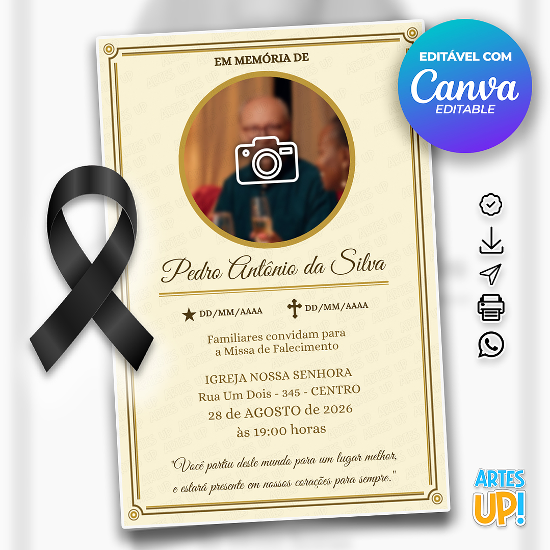 Convite Missa de Sétimo Dia com foto 1