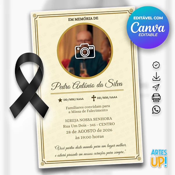 Convite Missa de Sétimo Dia com foto 1
