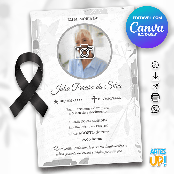 Convite Missa de Sétimo Dia com foto 1