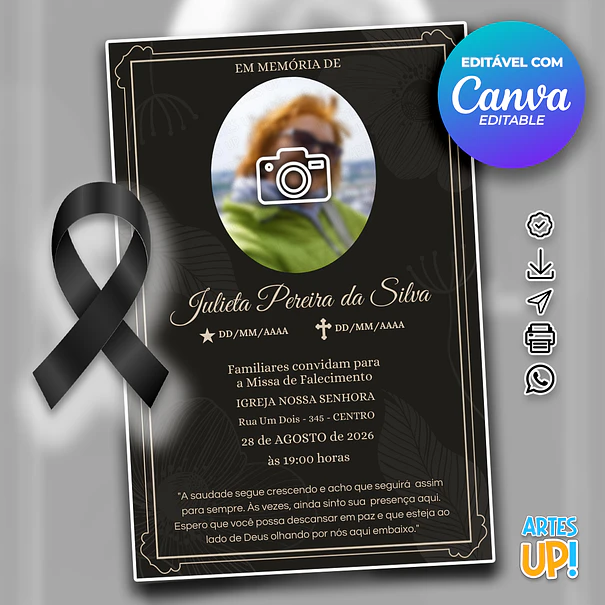 Convite Missa de Sétimo Dia com foto 1