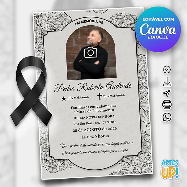 Convite Missa de Sétimo Dia com foto 1