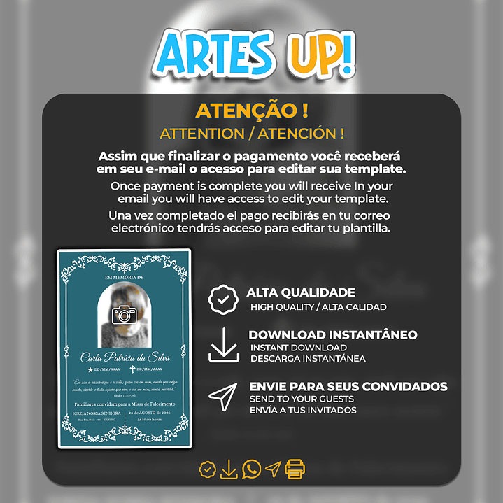 Convite Missa de Sétimo Dia com Foto 2