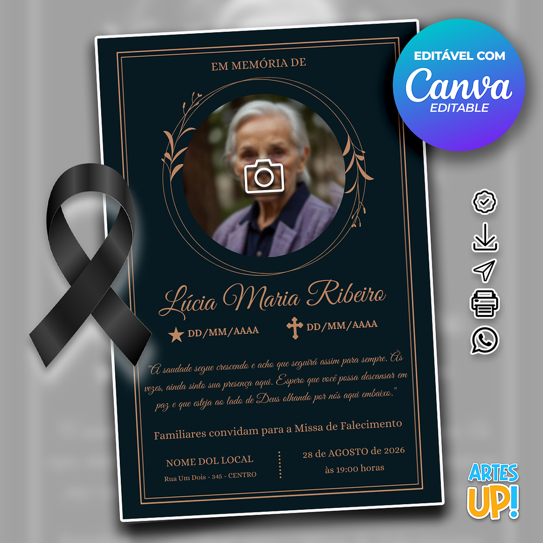 Convite Missa de Sétimo Dia com foto 1