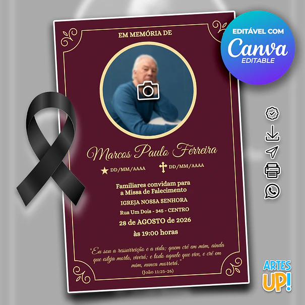 Convite Missa de Sétimo Dia com foto 1