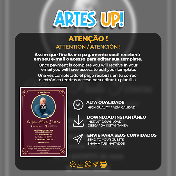 Convite Missa de Sétimo Dia com foto 2