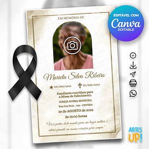 Invitación a la Misa del Séptimo Día con foto