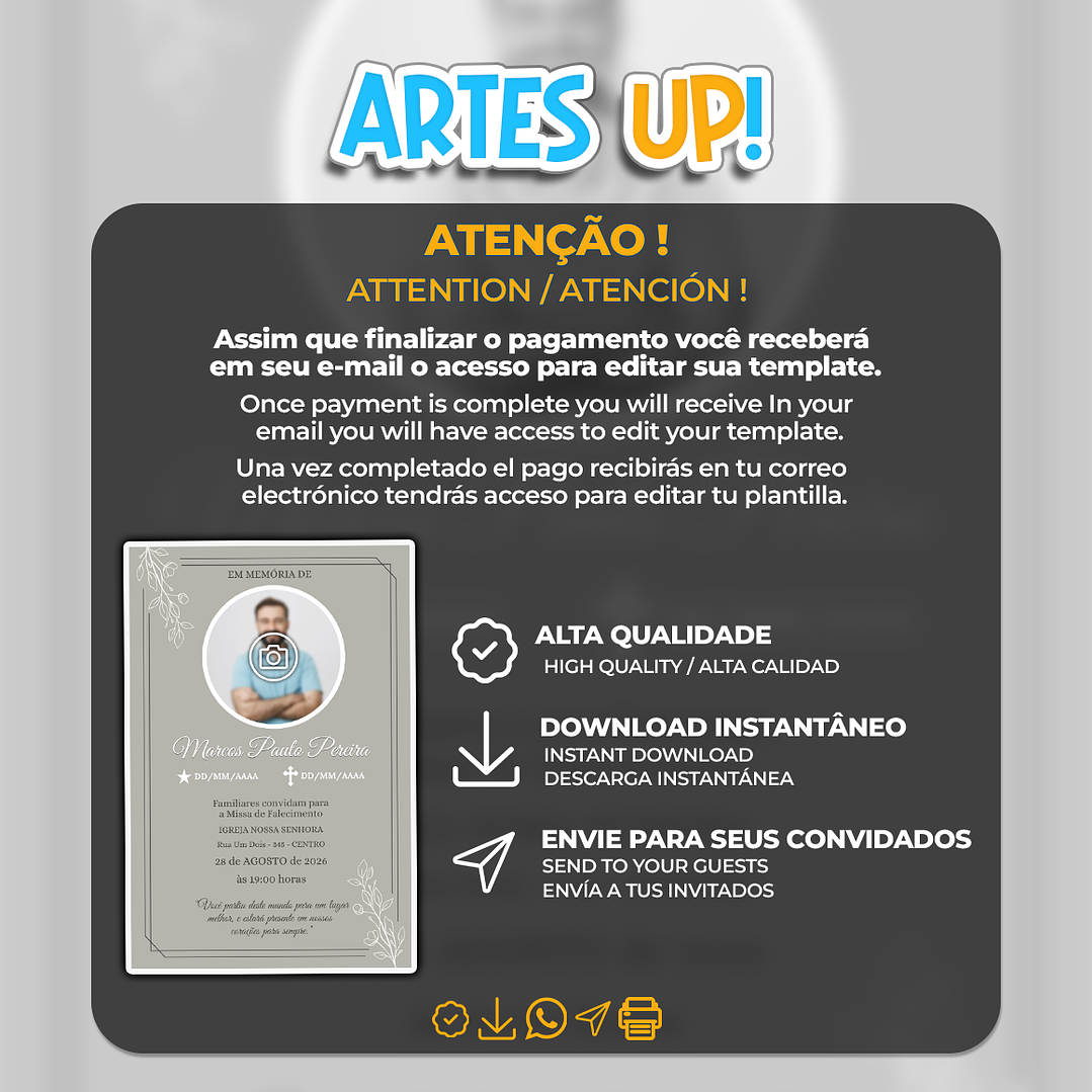 Convite Missa de Sétimo Dia com foto 2