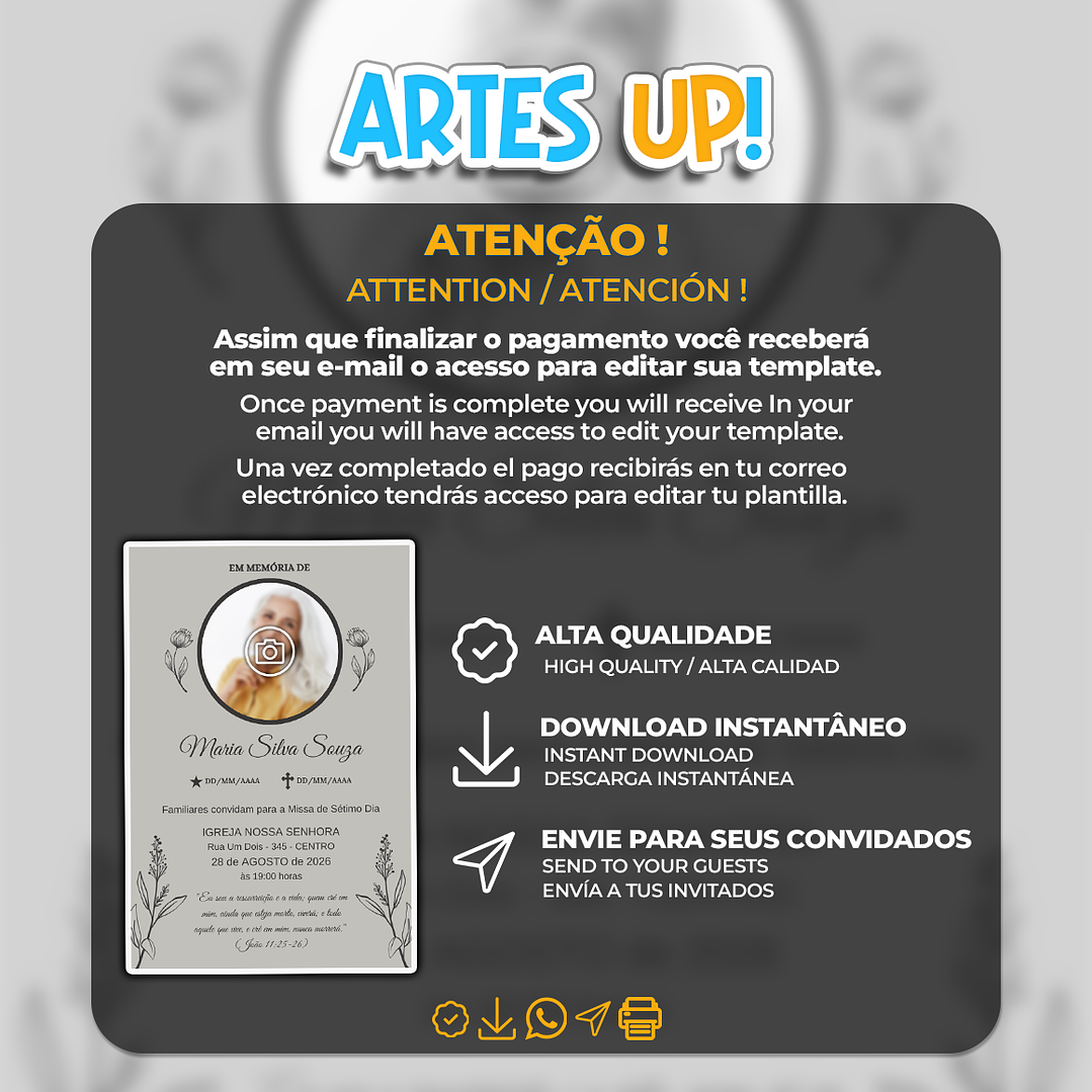 Convite Missa de Sétimo Dia com foto 2