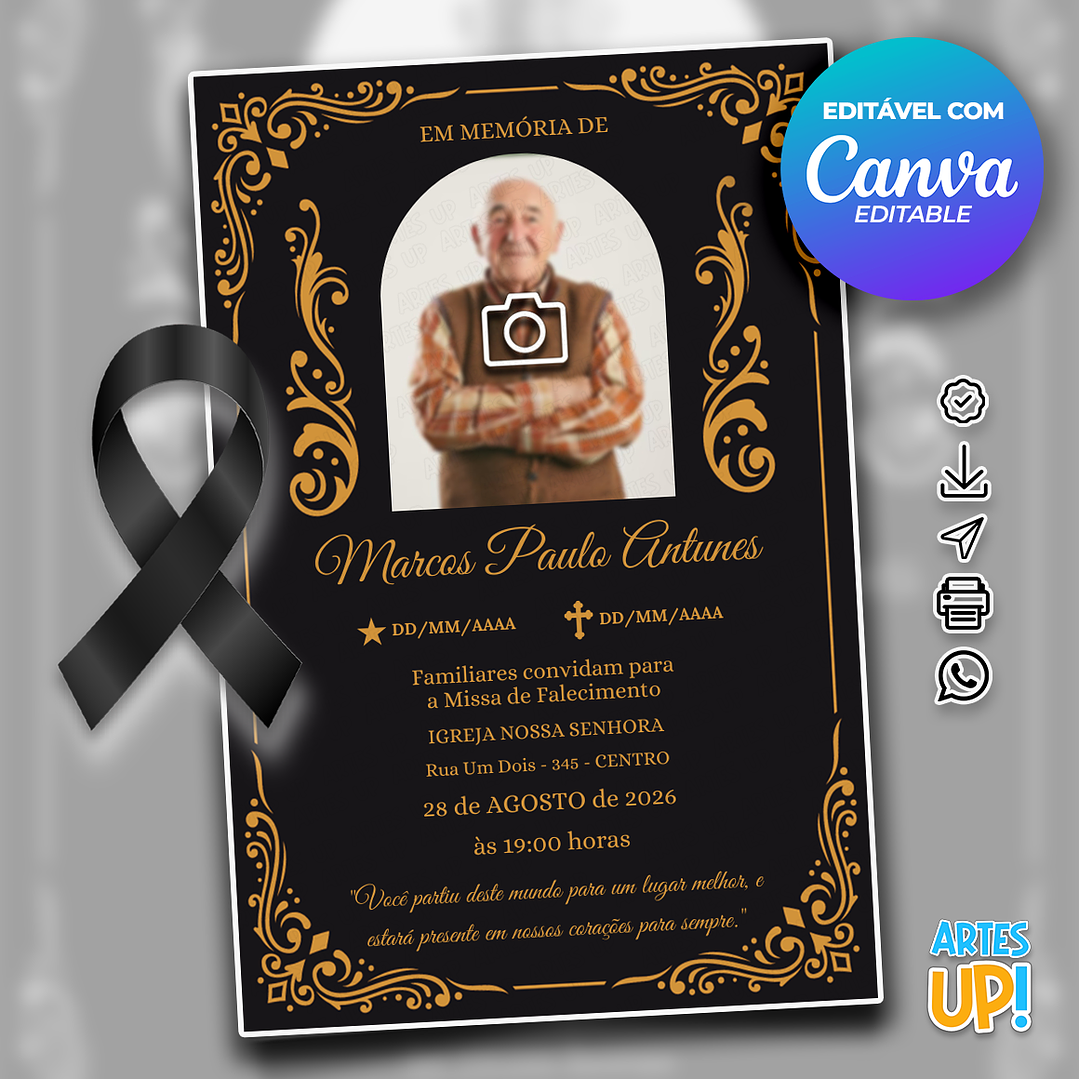 Convite Missa de Sétimo Dia com foto 1