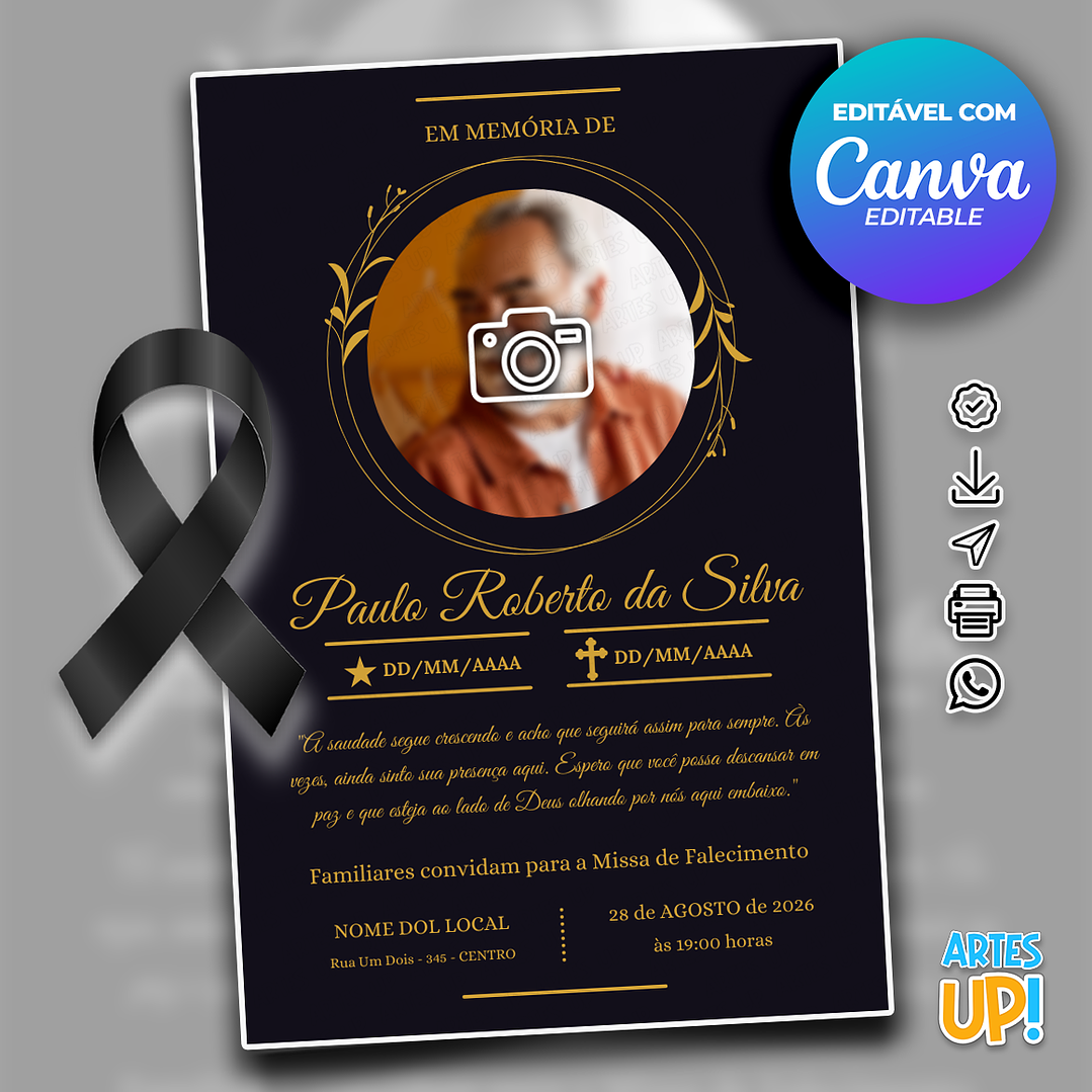 Convite Missa de Sétimo Dia com foto 1