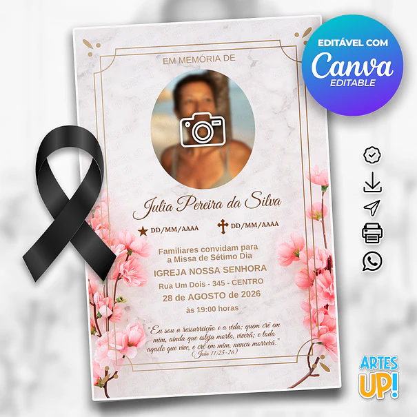 Convite Missa de Sétimo Dia com foto 1