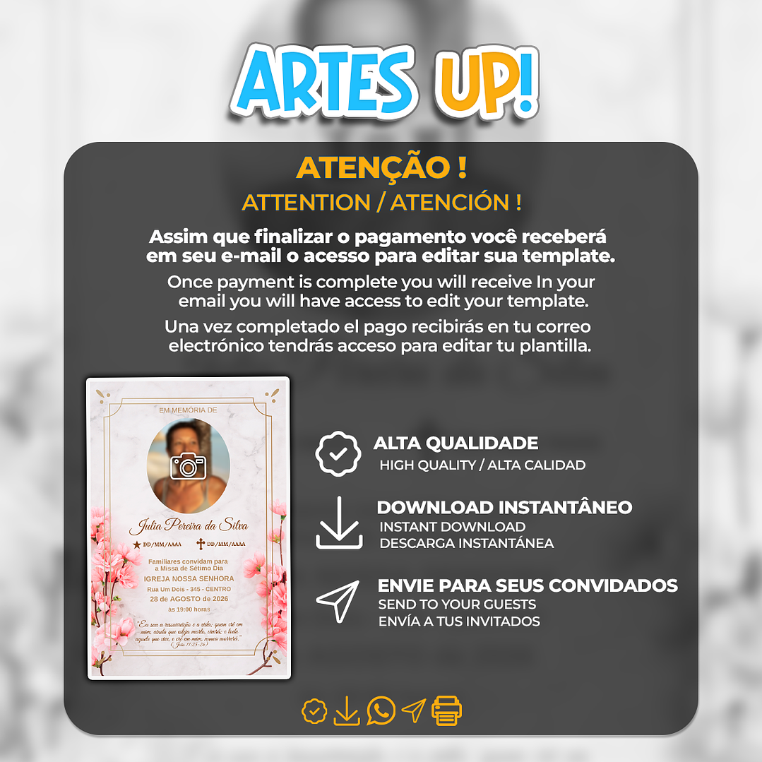 Convite Missa de Sétimo Dia com foto 2