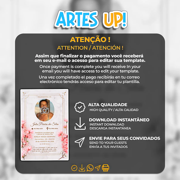 Convite Missa de Sétimo Dia com foto 2