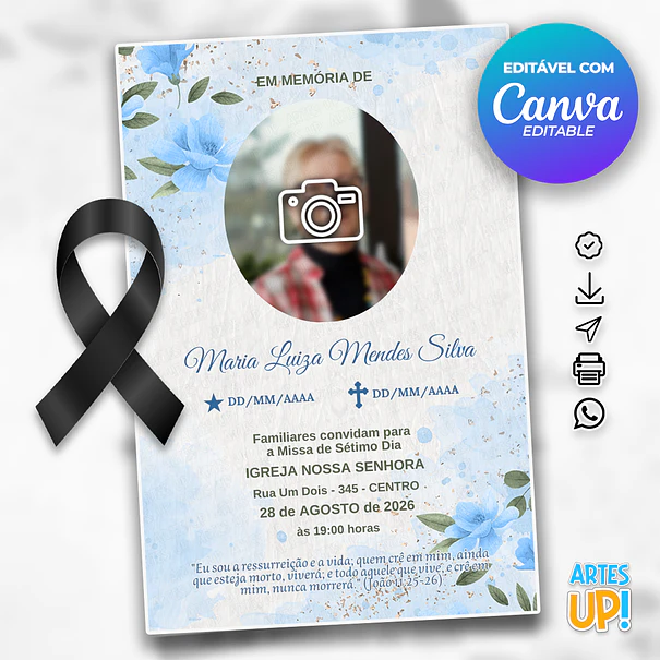 Convite Missa de Sétimo Dia com foto 1