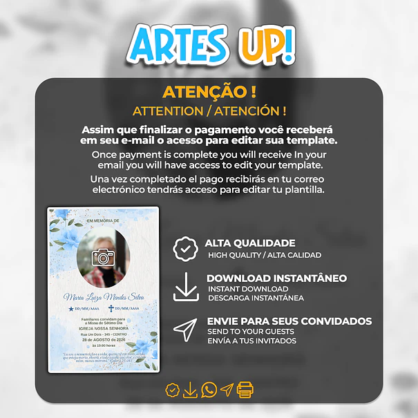 Convite Missa de Sétimo Dia com foto 2