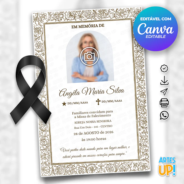 Convite Missa de Sétimo Dia com foto 1