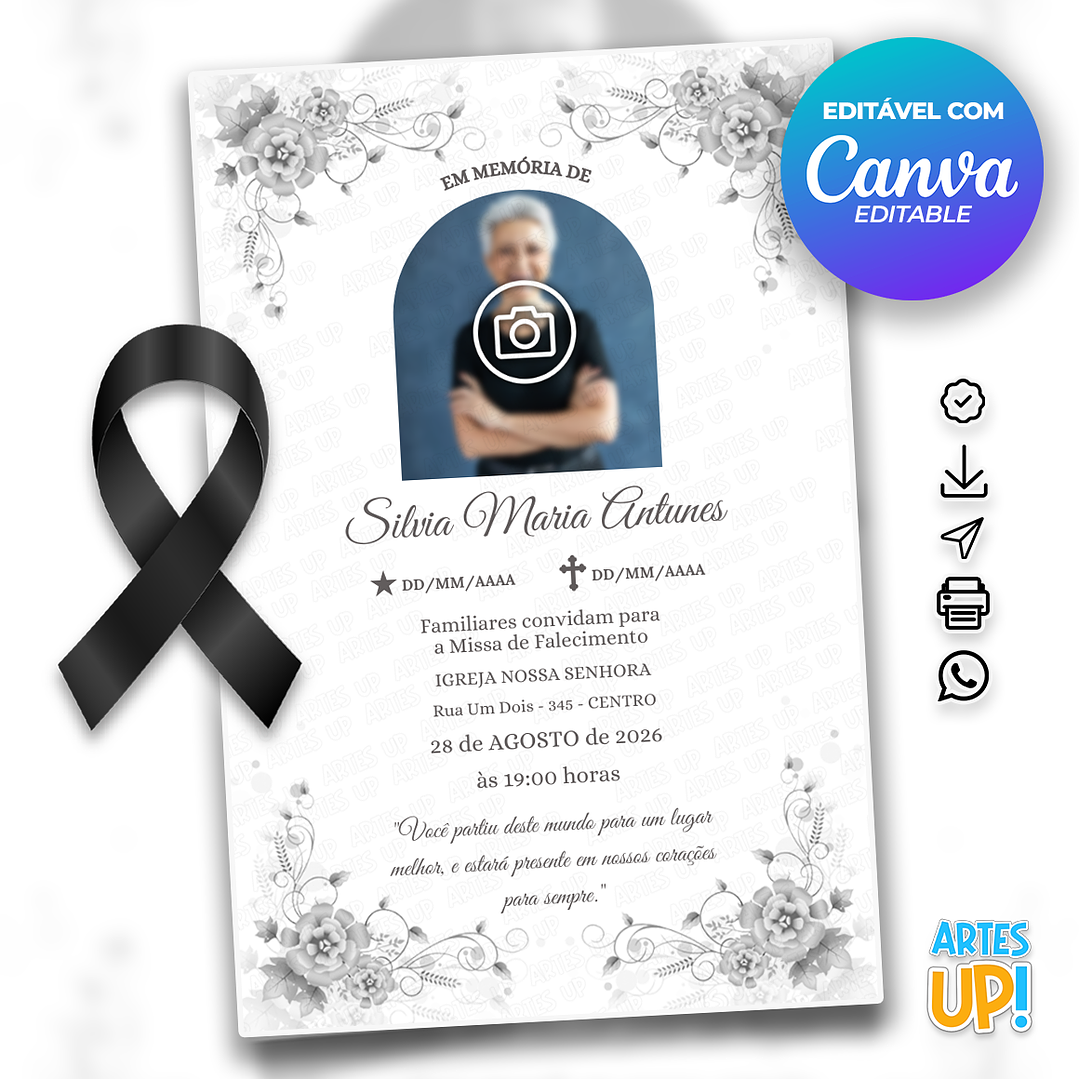 Convite Missa de Sétimo Dia com foto 1