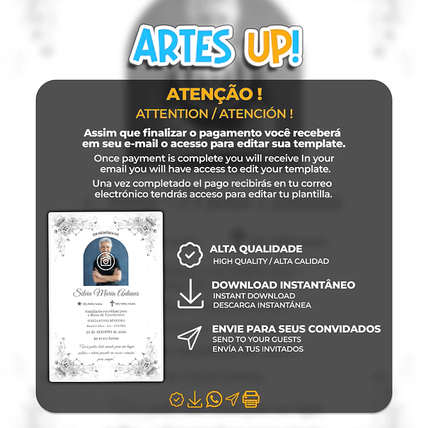 Invitación a la Misa del Séptimo Día con foto 2