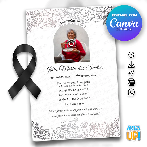 Convite Missa de Sétimo Dia com foto 1