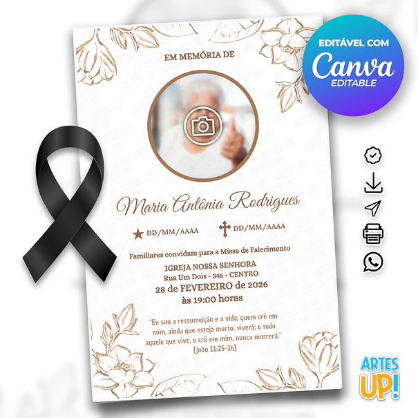 Invitación a la Misa del Séptimo Día con foto 1