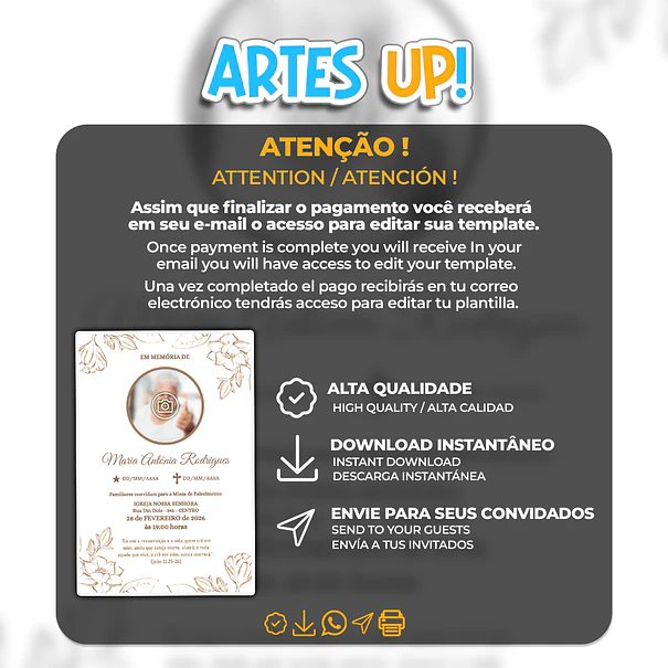 Invitación a la Misa del Séptimo Día con foto 2