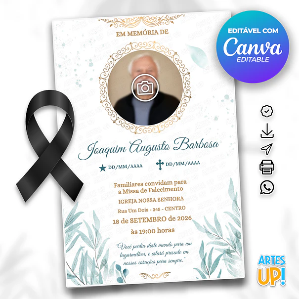 Invitación a la Misa del Séptimo Día con foto 1