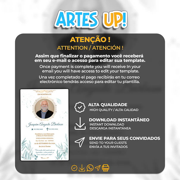 Invitación a la Misa del Séptimo Día con foto 2
