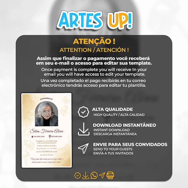 Invitación a la Misa del Séptimo Día con foto 2