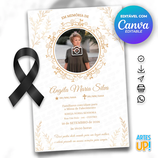Convite Missa de Sétimo Dia com foto 1