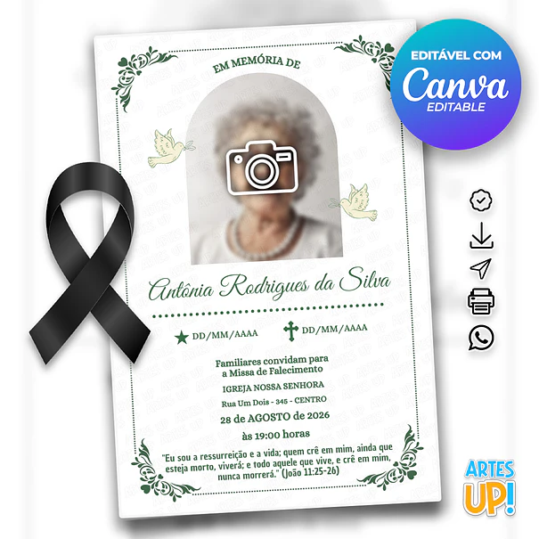 Invitación a la Misa del Séptimo Día con foto 1