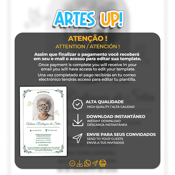 Invitación a la Misa del Séptimo Día con foto 2