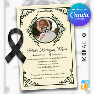 Invitación a la Misa del Séptimo Día con foto