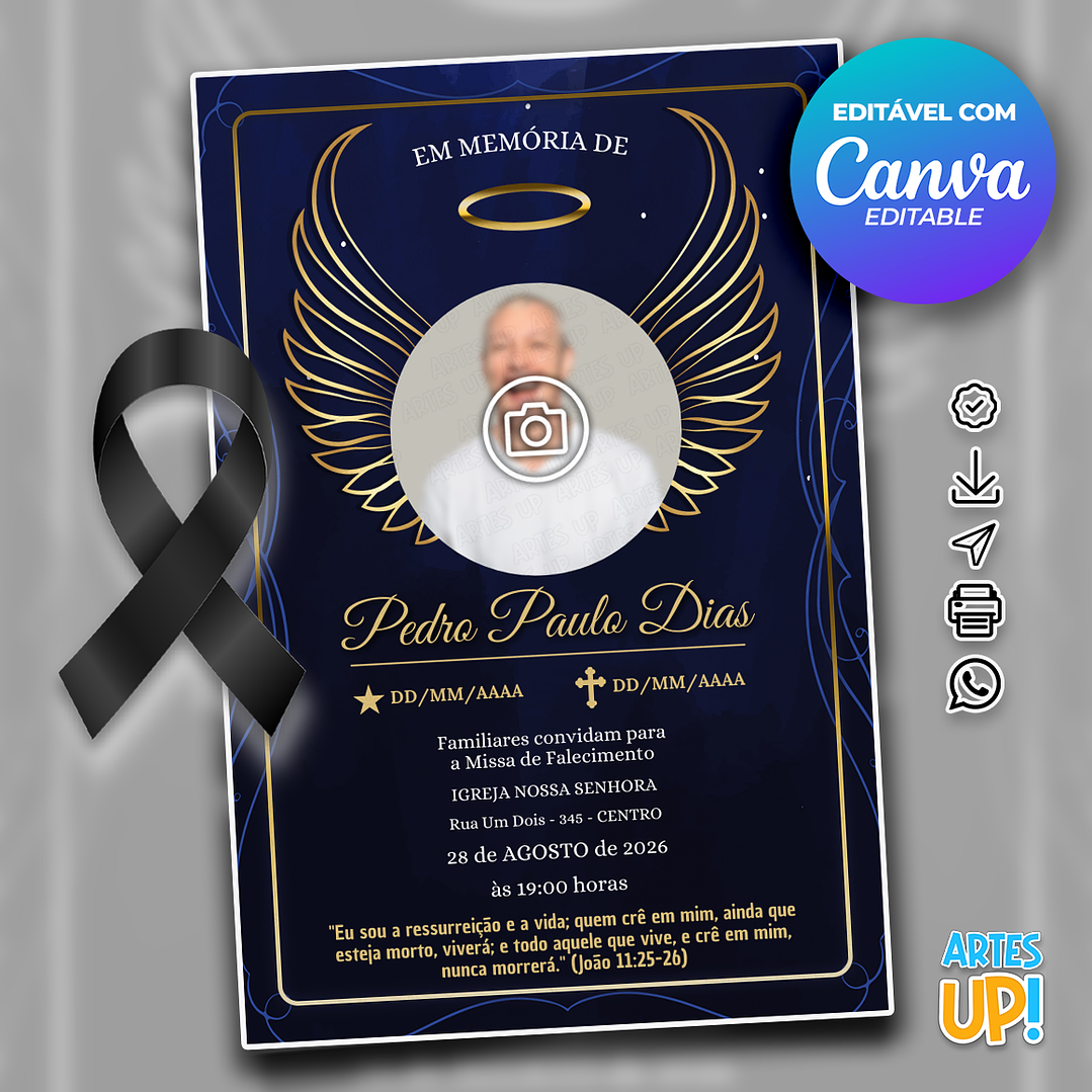 Convite Missa de Sétimo Dia com foto 1