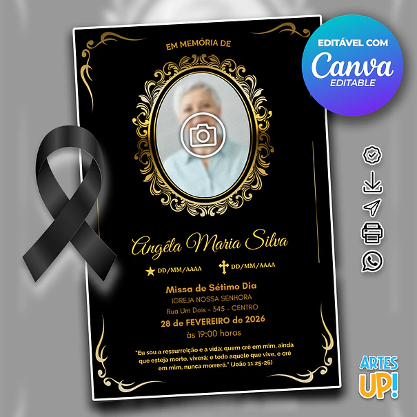 Convite Missa de Sétimo Dia com foto 1
